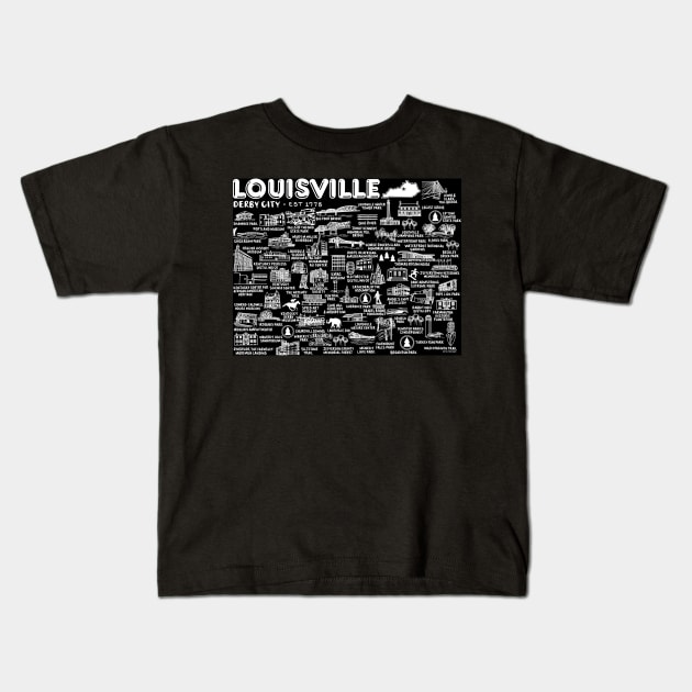 Louisville KY Map Kids T-Shirt by fiberandgloss